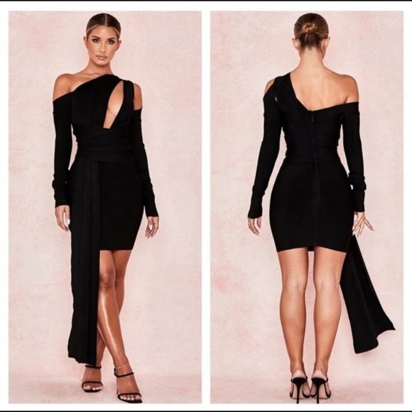 House of CB Dresses & Skirts - House of CB London Jagger Black Sexy Draped Bandage Bodycon Mini Dress size S